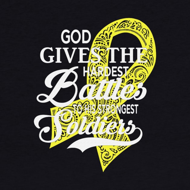 God Gives The Hardest Battles Strongest Soldiers Testicular Cancer Awareness Peach Ribbon Warrior by celsaclaudio506